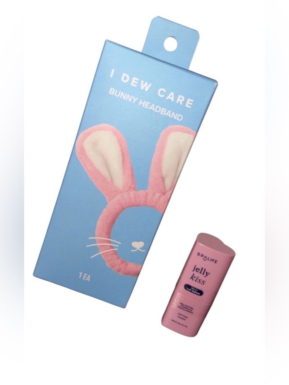 I Dew Care Pink Bunny Ear Headband and Jelly lip serum 👄
